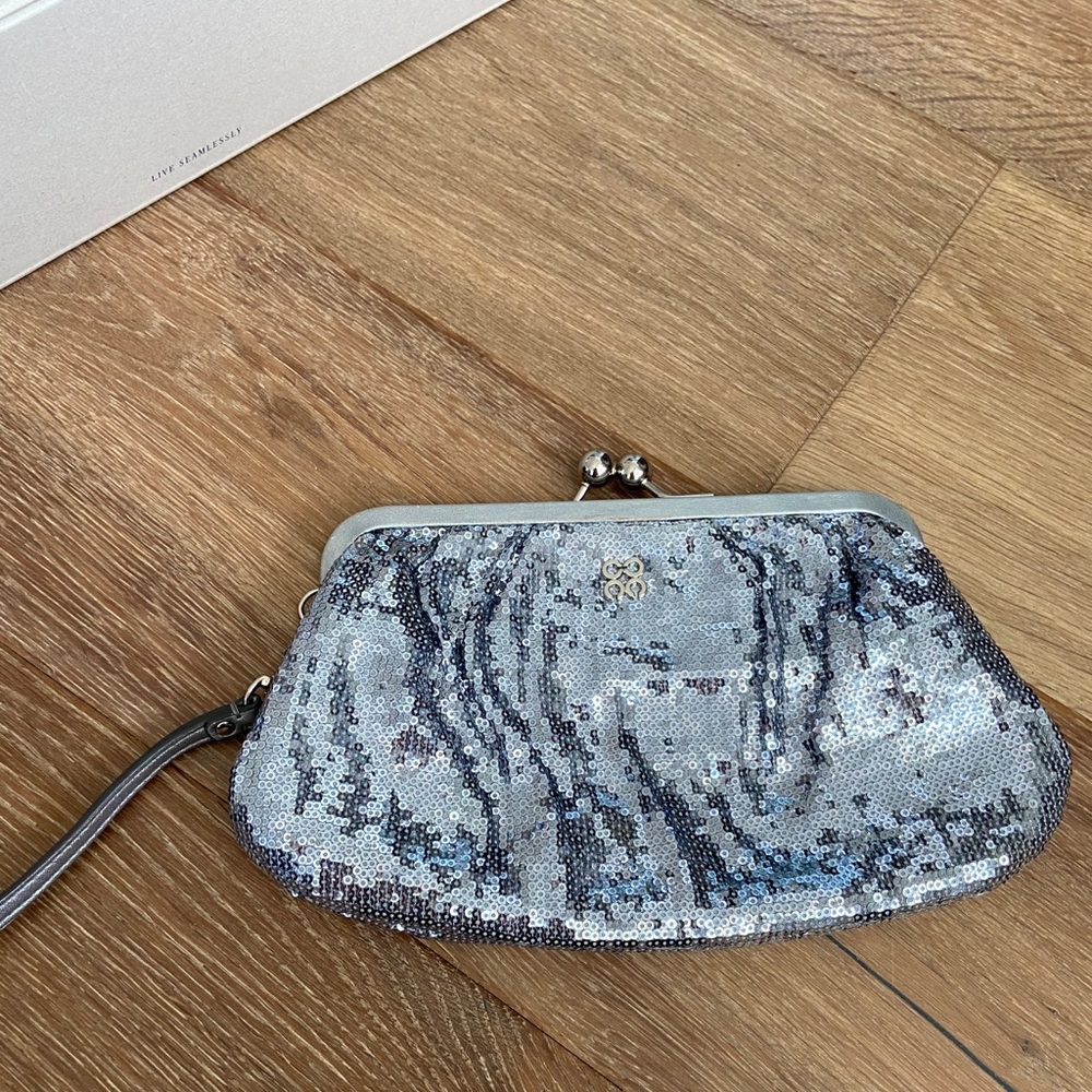 Coach silver sequin clutch/wristlet